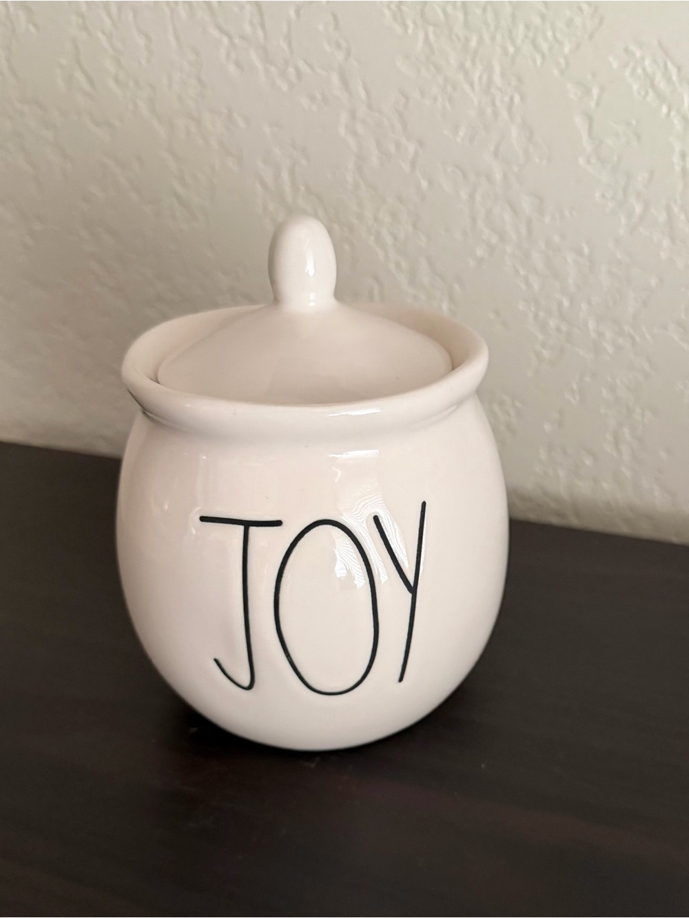 Rae Dunn JOY Ceramic Lidded Canister Sugar Bowl Farmhouse
